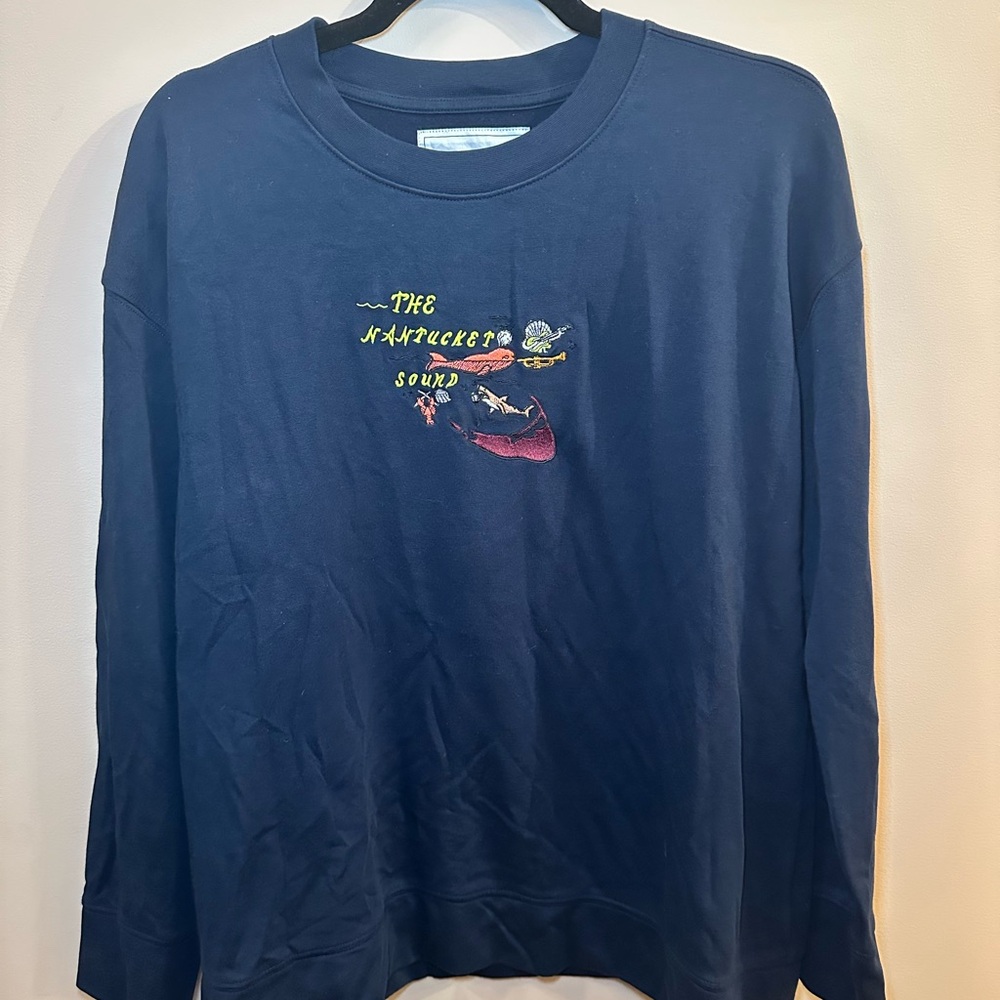 Alice Walk Custom Embroidered Navy Crewneck Sweatshirt - Nantucket Sound - XL